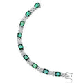 Lab-made Essence Brilliant Radiant set Emerald in Cut Melee Silver Prong Diamond Designer Set and Sterling by with Diamonds Bracelet
