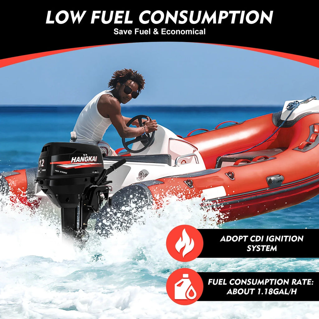 (2 Boat System Stroke 2 Fishing Motor, hp) Heavy System Water Stroke hp Cooling Engine 12 Boat Outboard Duty 12 Motor w/CDI 169cc