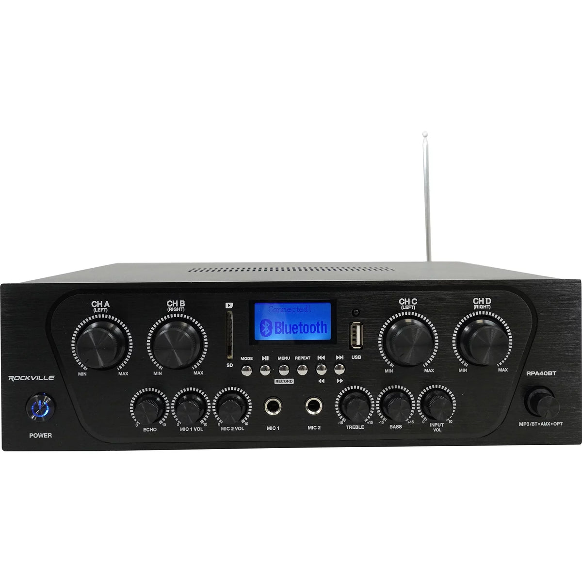 Kit Rockville Wall RPA40BT Speakers 4-Room White Audio Home Cube Receiver+(8)