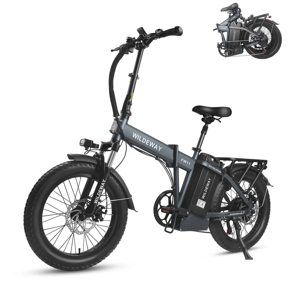 Snow Speeds, ,750w Adults Fat 32ah Wildeway 7 Electric Battery Folding Motor，48v Mountain 20×3.0 City Ebike Removable for Tire , Bicycle Beach