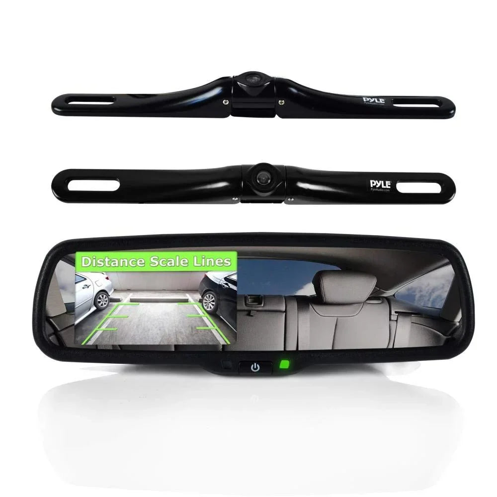 Rear Lines Backup & PYLE PLCM4550 Safety Mirror Distance - Parking Camera System Scale View Reverse with Screen Monitor Car
