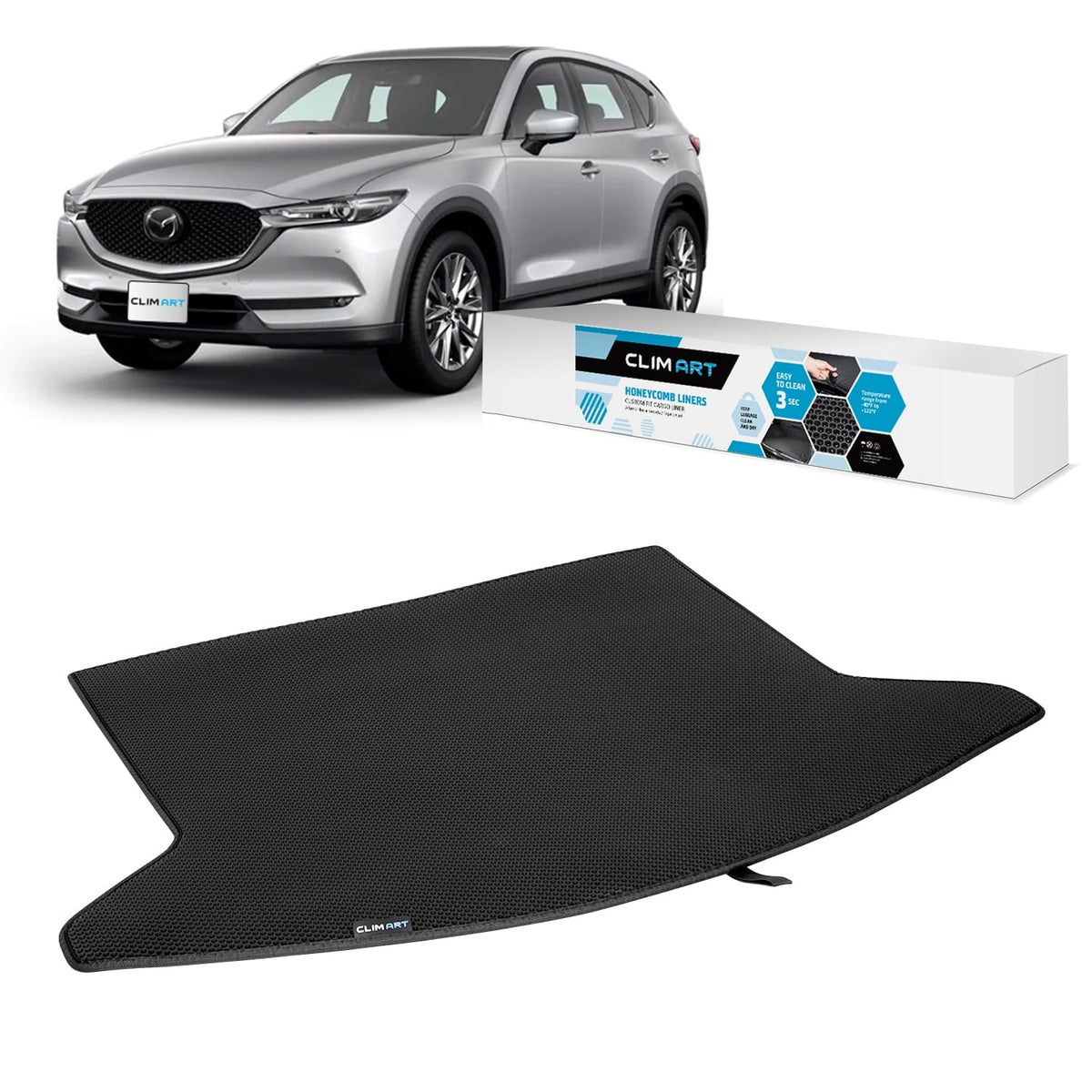for Luggage Duty, Dirtproof Honeycomb CX-5 CLIM Technology Trunk ART Cargo Fit Liner, Liner & Anti-Slip Heavy All-Climate, Mat, FL01117036 with 2017-2024 Cargo Mazda Custom - - Waterproof