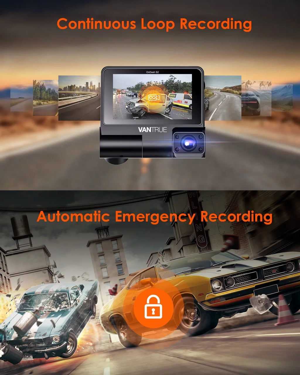 Supercapacitor Monitor, 30FPS 360° Wide S2 WiFi Dash 3 Vantrue Angle, +1080P 3 Screen IPS in, Parking built Car Camera with GPS Channel inch Touchable 2K Front+1080P Nearly Rear Cam, Interior 24h