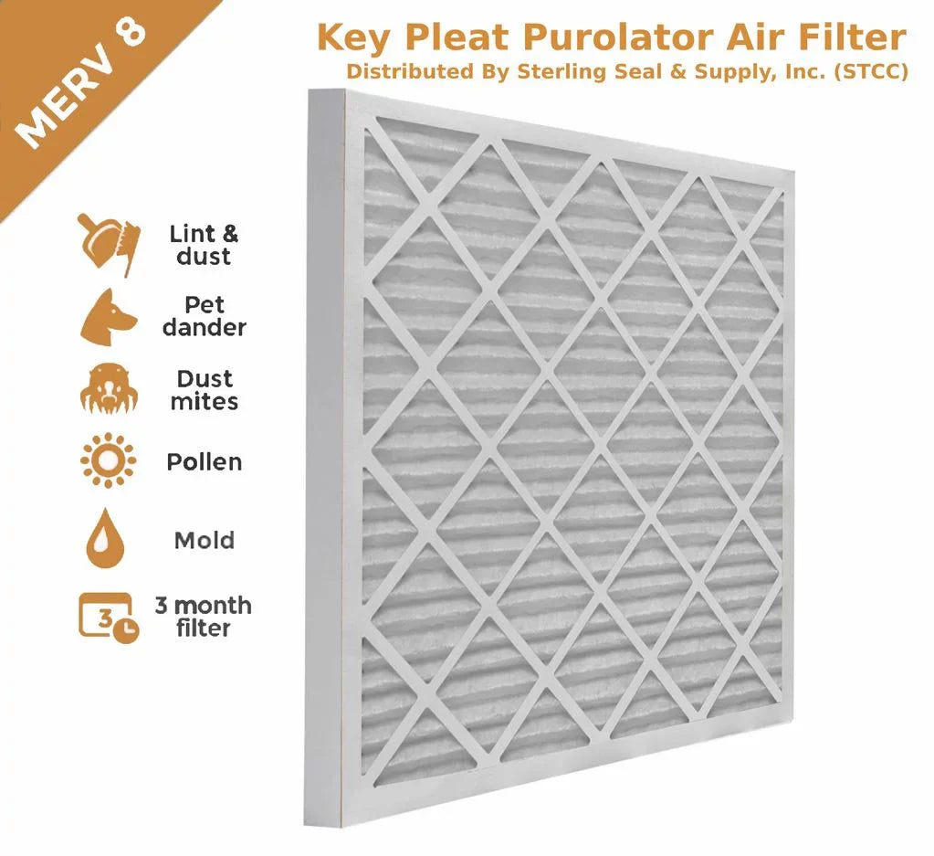 Key (6 Pleat MERV Pack) - 8 Purolator Air Filter 14x24x1