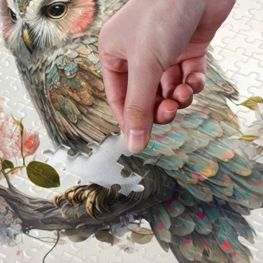 Challenging Family Adults, Fun Parents Floral Wood Composite Friends PCS Storage Game Brain for Art Jigsaw Gift Zigsaw Puzzle Material Kids with Owl 500 Bag, for Paper Exercise Puzzle,