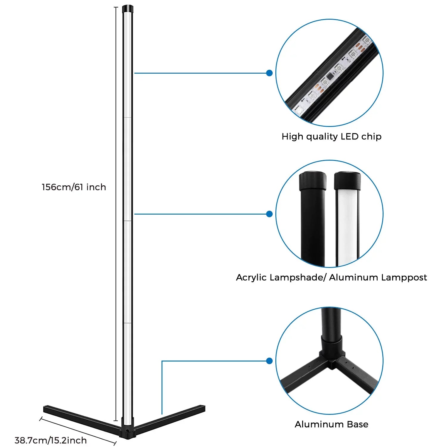 LED Syn Changing, Lamp, Dimmable, Color eco4life Floor Smart Music Standing WiFi