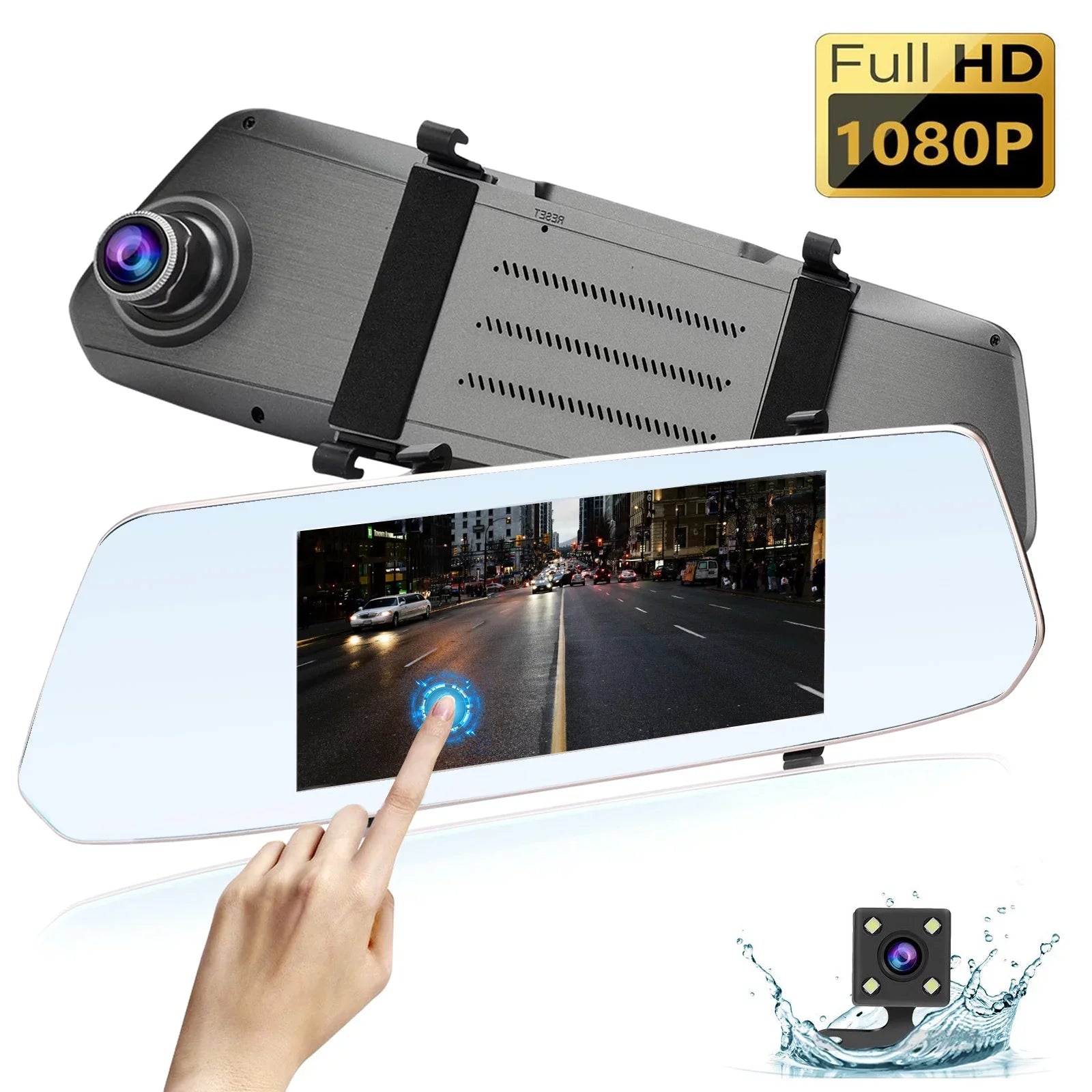 Camera, Mirror Screen with Cars, for Front Camera EEEkit Cam View Car Dash Mirror Dual Camera Motion Touch 7inch and 170° Wide-Angle Dash Night Lens Rear Vision, Detection, 1080P G-Sensor,