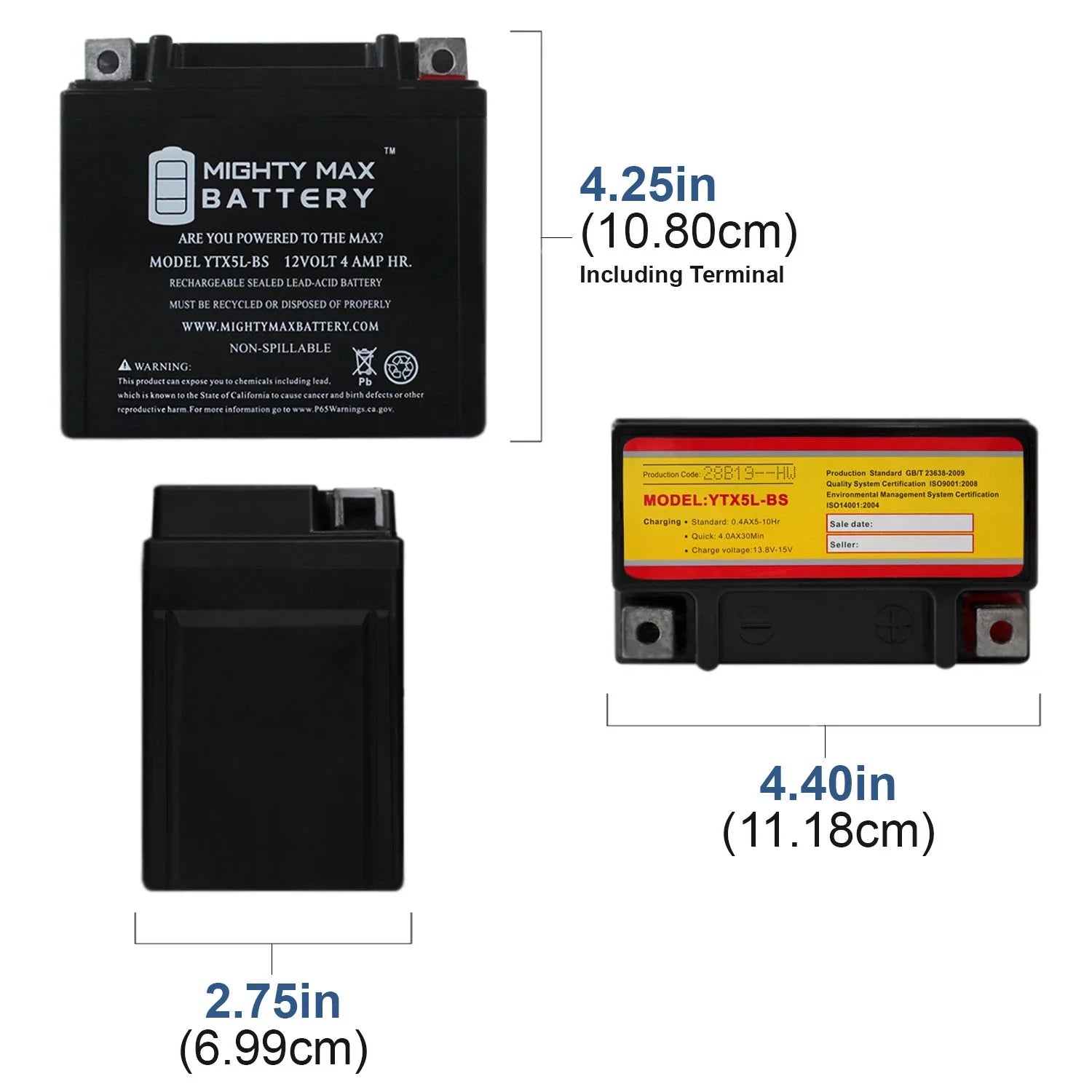 '- TTR230E 12V Pack 4AH 230 Yamaha 2017 YTX5L-BS Replaces Battery 2