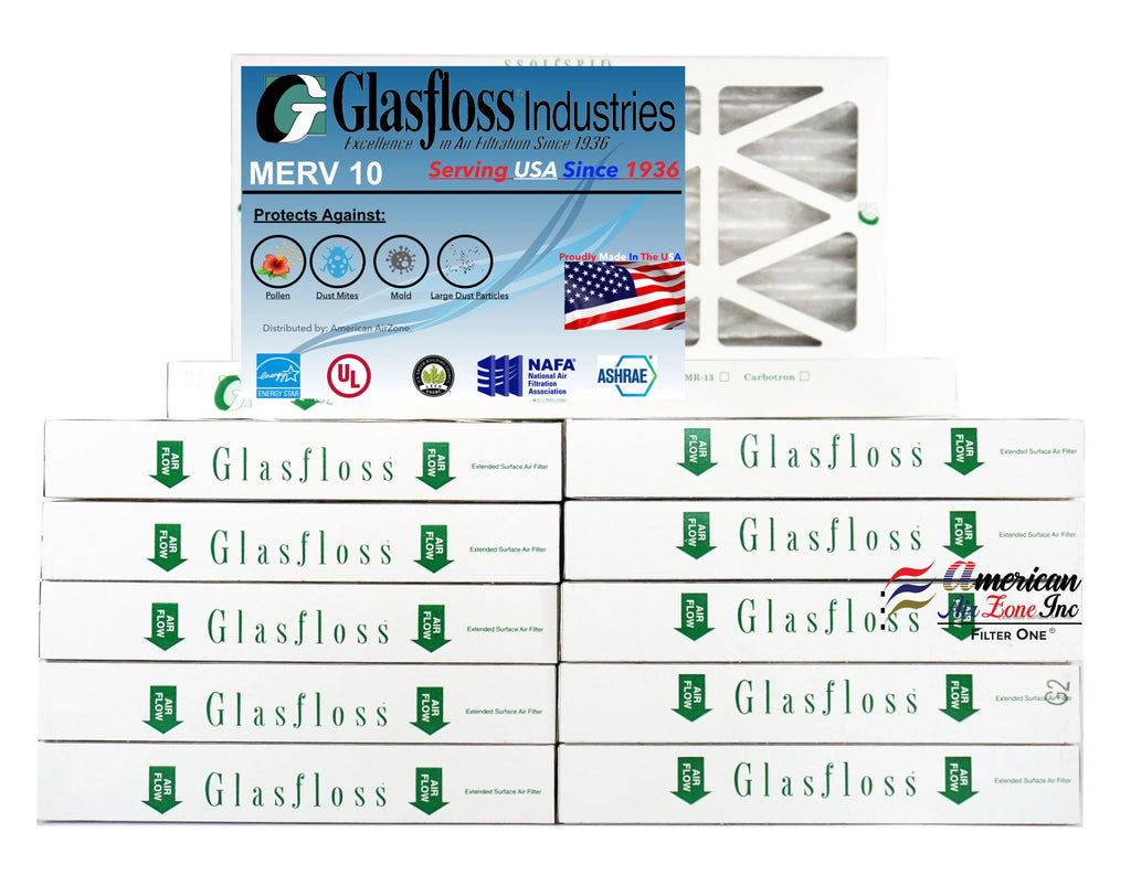 or 10x24x2 - - USA. Filter - 2" Furnace Air Filter 10 Glasfloss (Pack 12) or AC Home Air Office MERV - HVAC of Pleated Air - Made Filter The - In