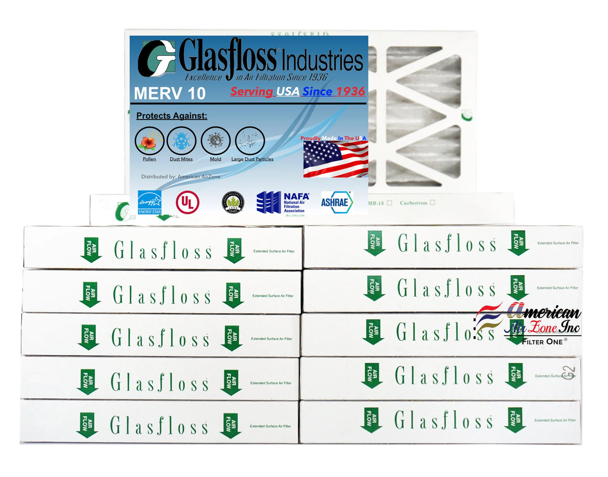 or 10x24x2 - - USA. Filter - 2" Furnace Air Filter 10 Glasfloss (Pack 12) or AC Home Air Office MERV - HVAC of Pleated Air - Made Filter The - In