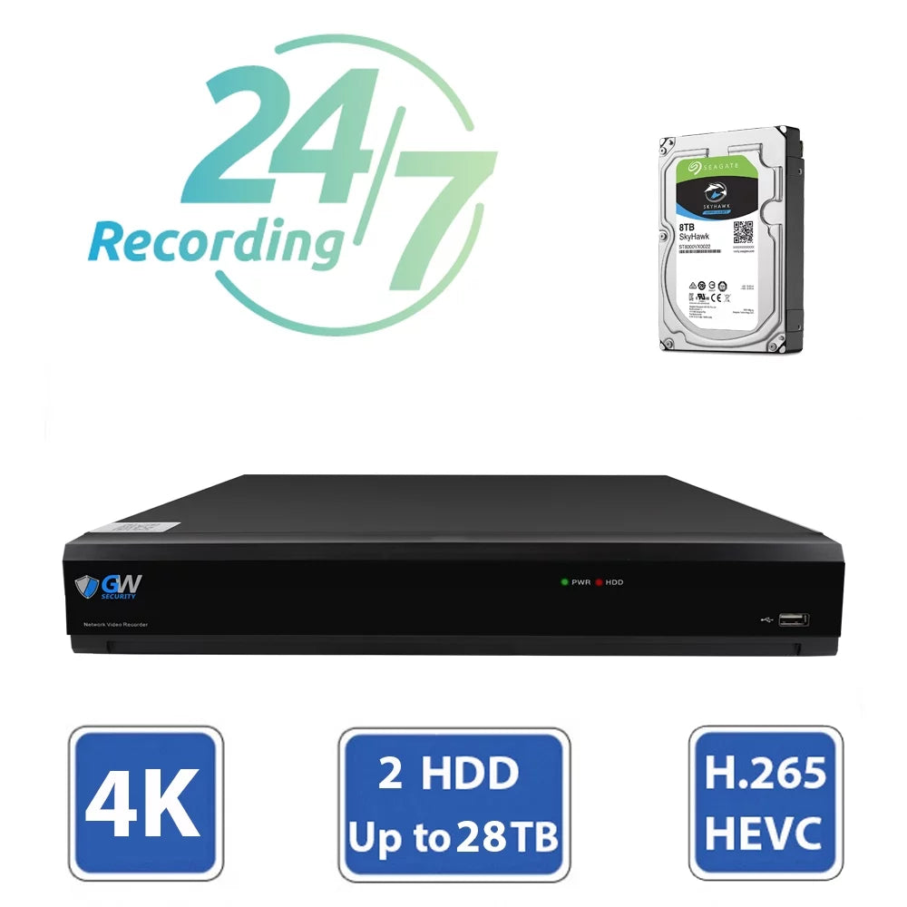 Hard Smart AI Outdoor Alert Detection, Playback, CCTV Drive Home 4 Security 3840TVL Face/Human/Vehicle System 4K GW Cameras, Microphone and & with Camera x Channel AI 8MP 1TB DVR 8MP 8 Security