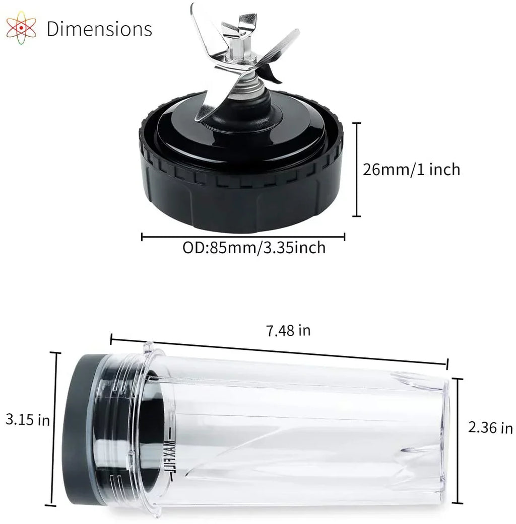 BL780 16 oz Nutri Fins Blade Assembly Set 6 2 BL770 inch) Parts BL660 (3.35 Cup Replacement Blender Pack and for Enbizio for Ninja