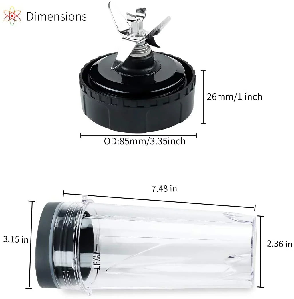 BL780 16 oz Nutri Fins Blade Assembly Set 6 2 BL770 inch) Parts BL660 (3.35 Cup Replacement Blender Pack and for Enbizio for Ninja