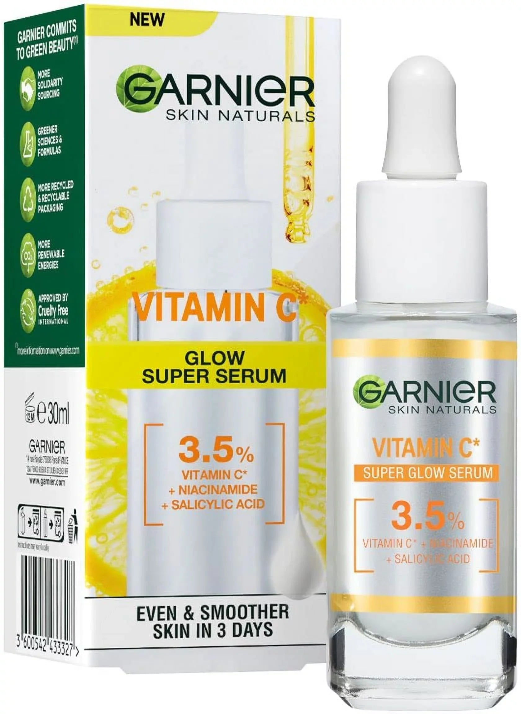 30Ml. Brightening Garnier Glow Spots Naturals Serum, And Anti-Dark Skin