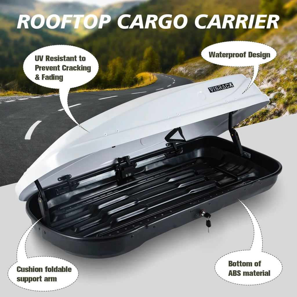 Carrier Cargo for Large 13.8" x Cargo L Hard x Box Rooftop 13 Shell Box Rooftop Double SUV White Locks, W Waterproof ft³ H, Rooftop Cargo 30.3" with 56.3"