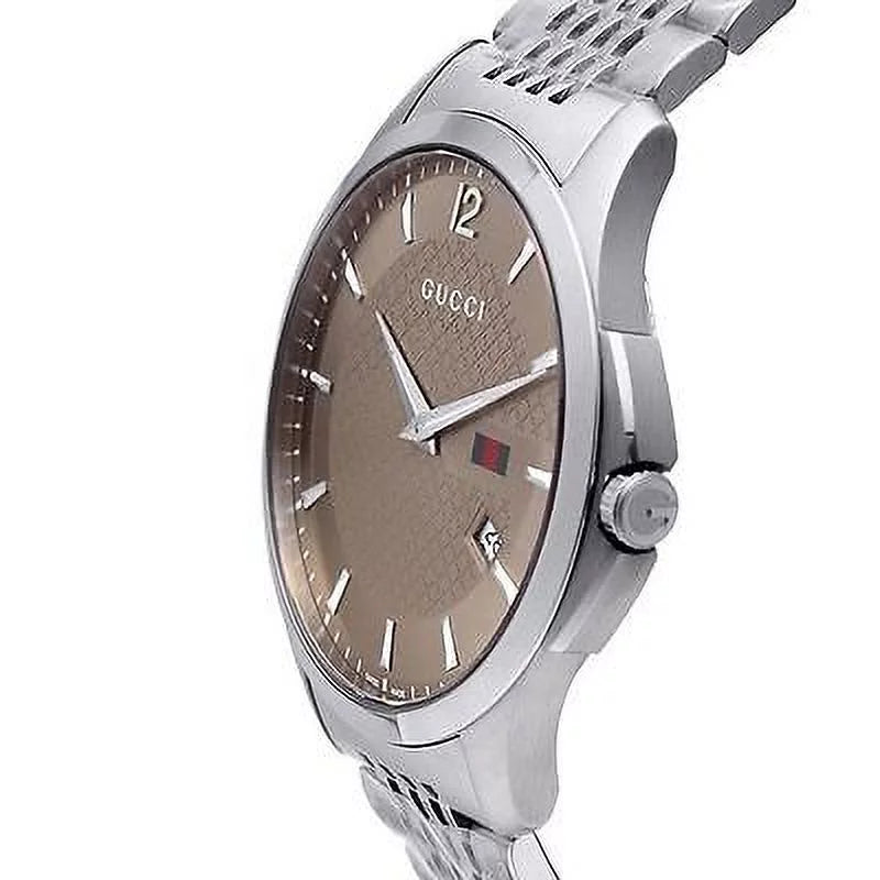 Watch Mens Stainless Gucci YA126310 Steel Brown G-Timeless Dial