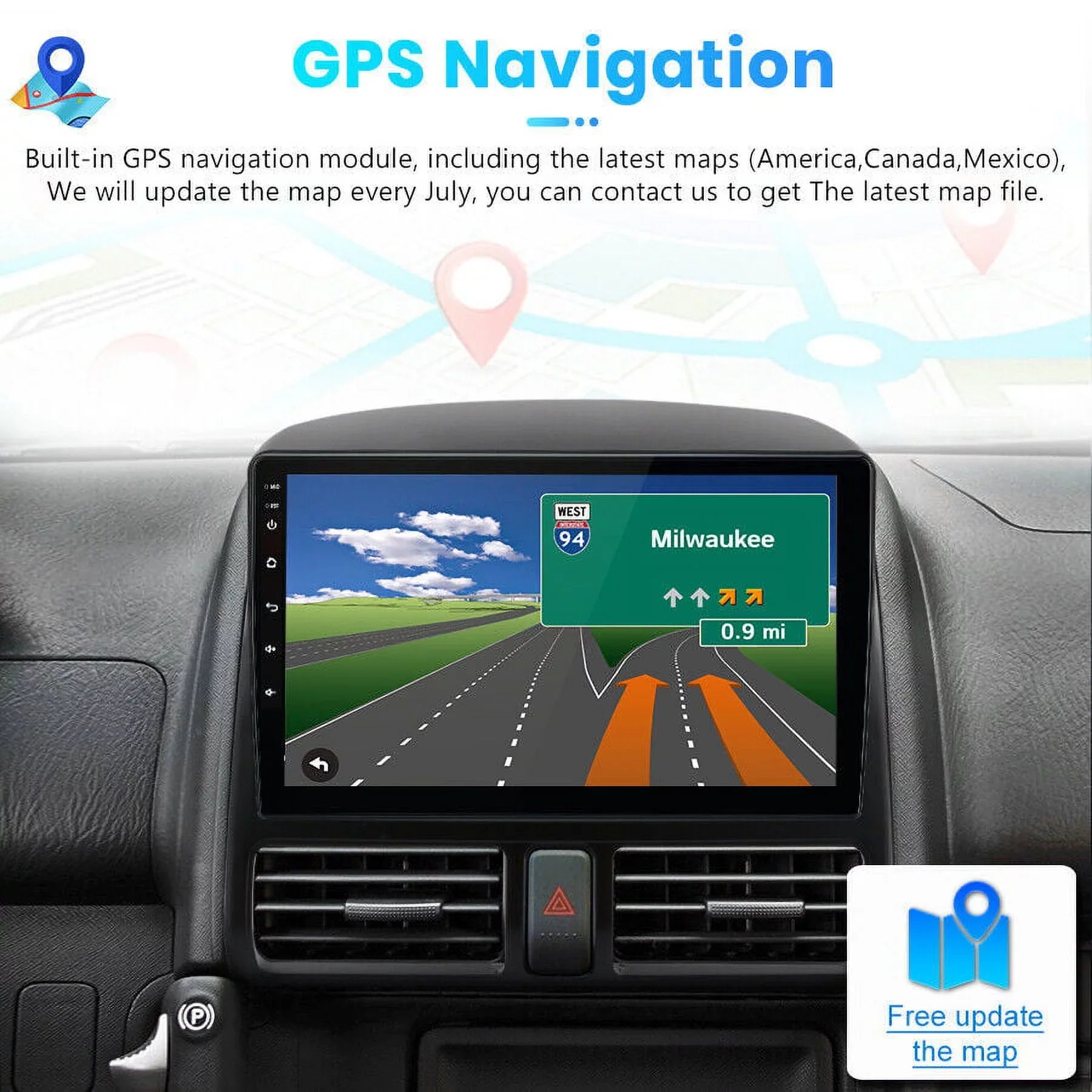 9 Bluetooth WiFi Navigator 2006,2+32GB for Stereo AWESAFE FM with 2005 GPS 2001 Auto Car Wireless Mirror 2004 Radio 2003 Honda Android Inch CRV Link Carplay Radio 2002 Touch Screen