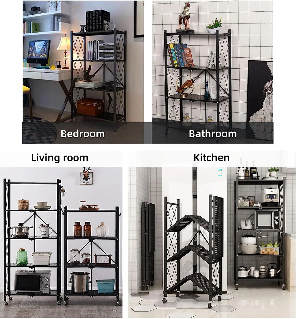 65" Collapsible Metal Wheels Kitchen x Duty (5- Units for H Shelving storage) Metal Rack, shelf Closet, D Storage W 5-Shelf Bakers on x Foldable Garage Shelves, Organizer 14" Wire, Heavy 28"