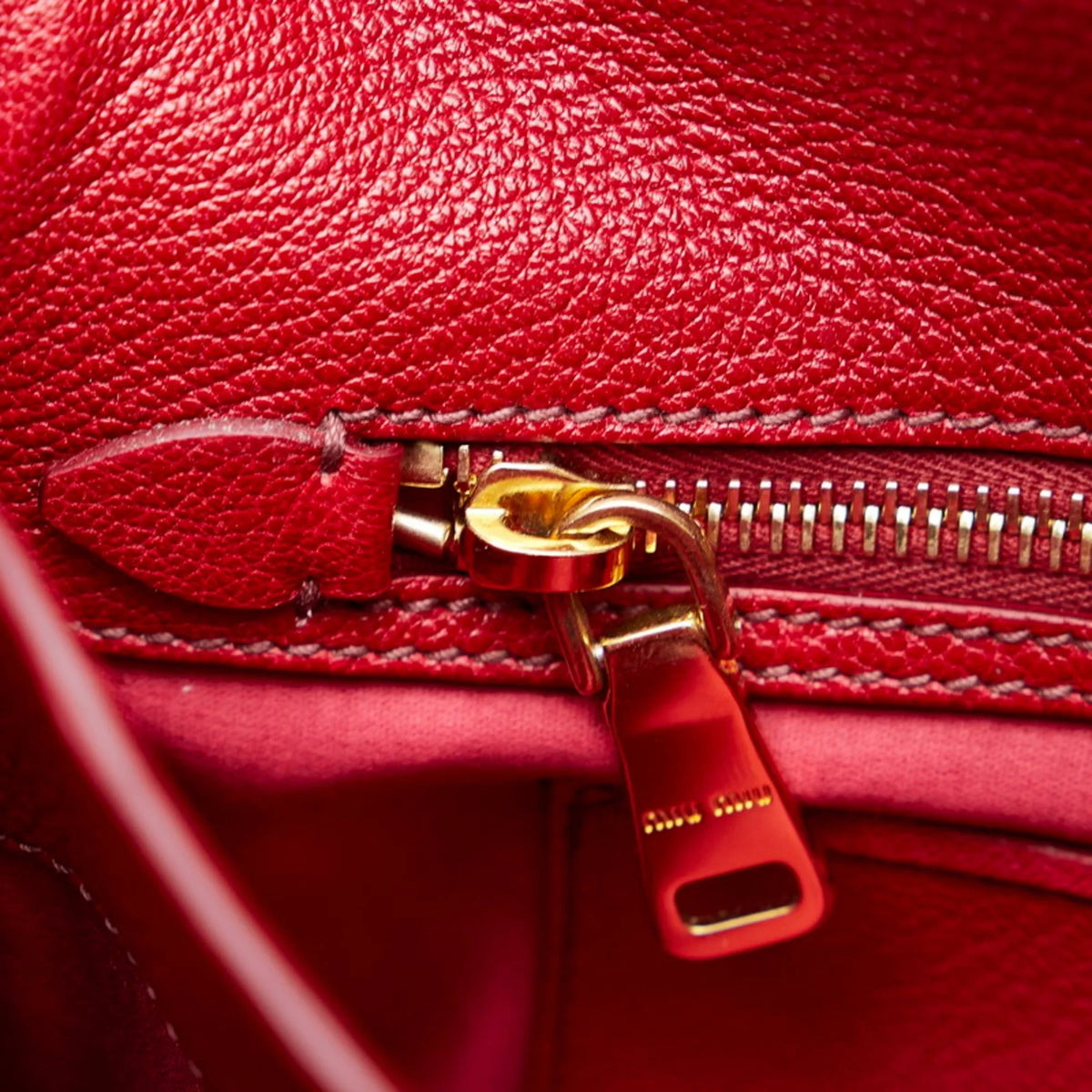 Miu MIUMIU Shoulder Madras (Good) RN0726 Ladies Miu Pre-Owned Bag Bicolor Handbag Leather Red Miu Orange