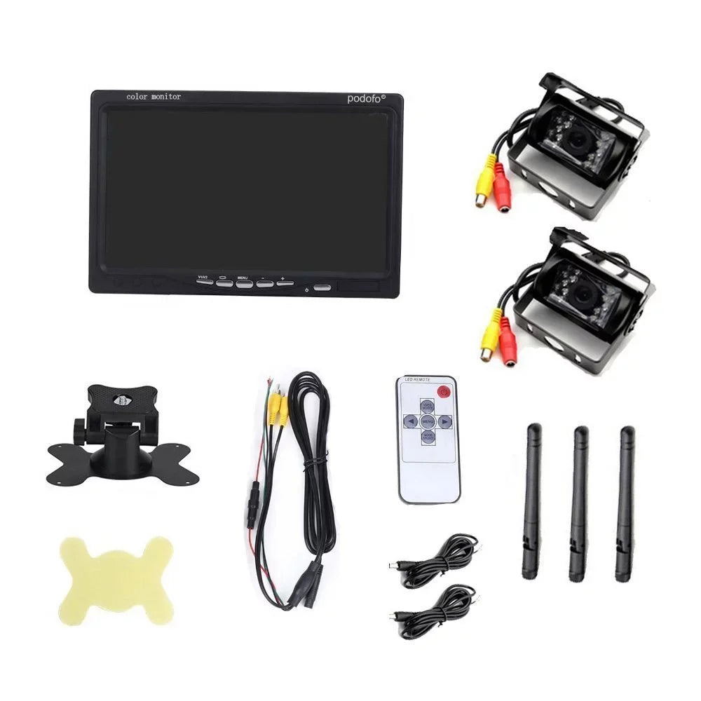 Cameras Camera Night Trailer 7" Dual Vision Wireless View Waterproof Truck for Assistance Monitor Rear Backup RV Bus with Parking