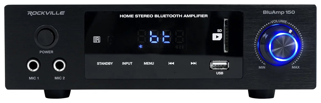 Bookshelf 150 Speakers+Stands Bluetooth+(4) Amplifier Rockville w/ BLUAMP 6.5"
