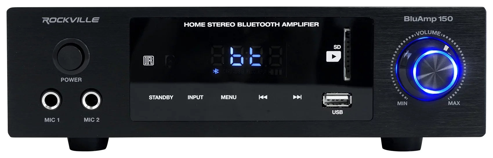Bookshelf 150 Speakers+Stands Bluetooth+(4) Amplifier Rockville w/ BLUAMP 6.5"