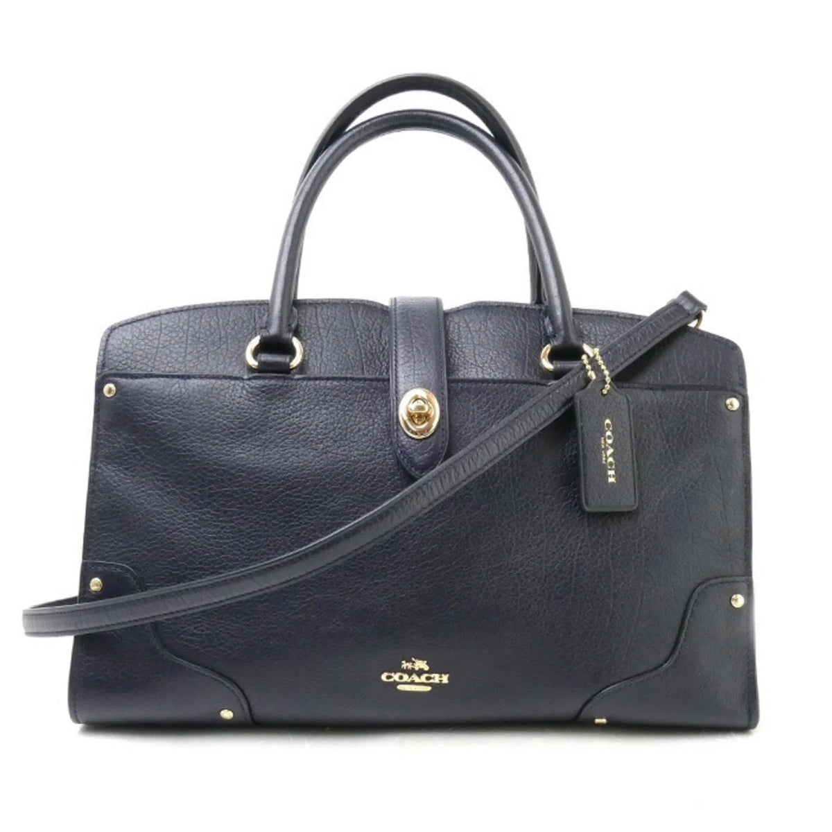 COACH 30 Mercer 2Way (Good) Pre-Owned Shoulder Satchel 37575 Navy Women's Bag