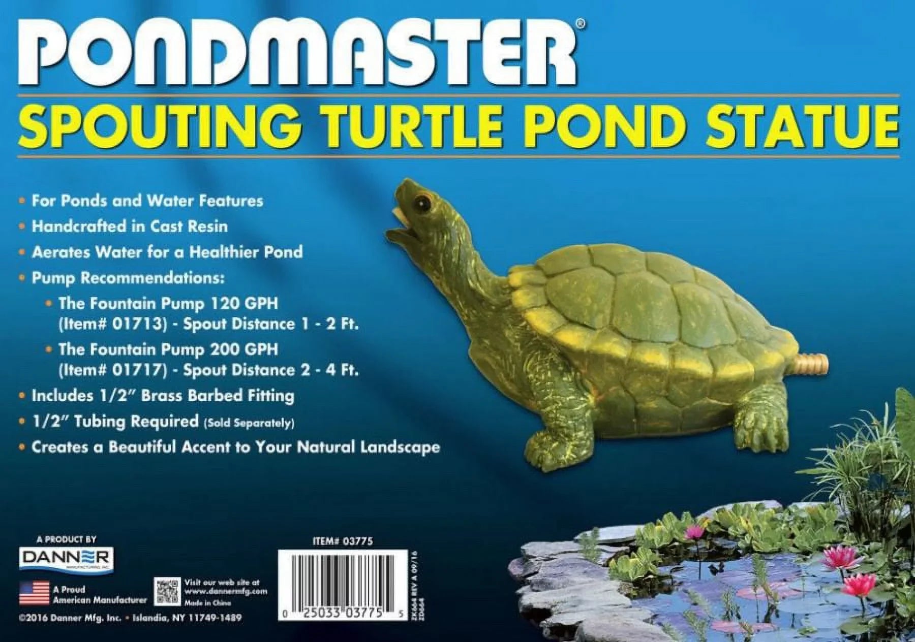 Resin x 3.6"W Spitter 9"L 5.6"H x Pondmaster Turtle