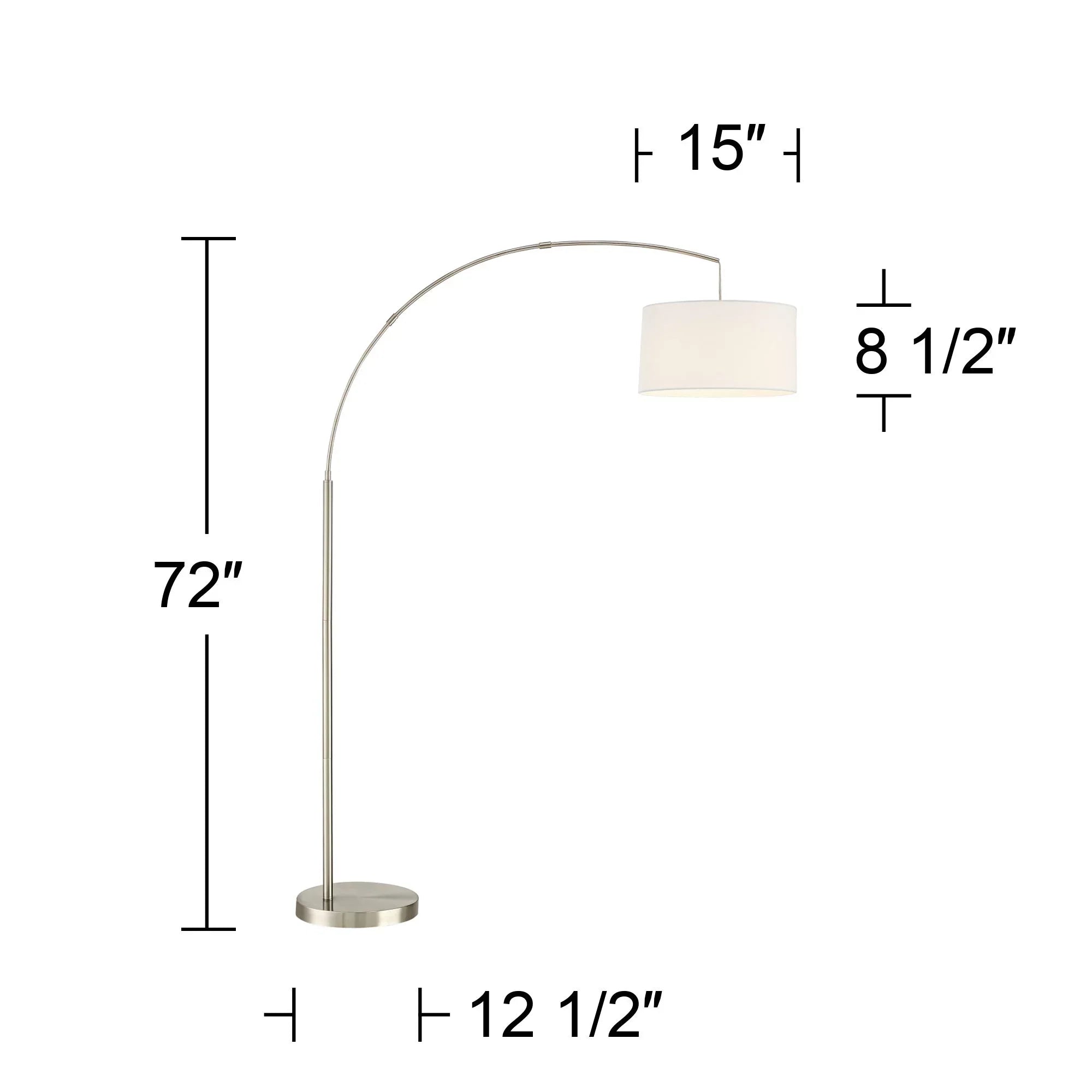Floor Brushed Drum for Tall 360 Standing Reading Office Room 72" Linen Lamp Cora White Shade Living Nickel Arc Lighting Metal Bedroom House Modern