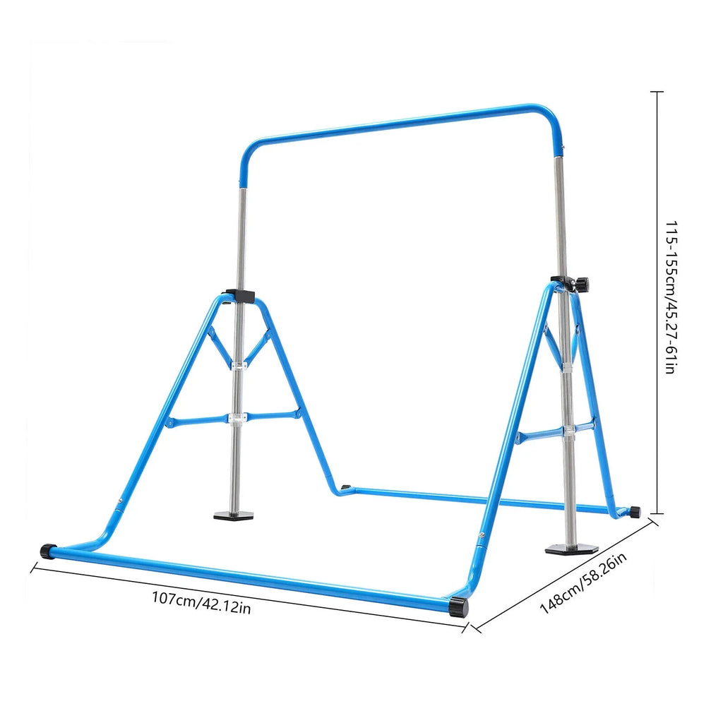 Junior Gym Max Horizontal Training For Adjustable Kids ZhdnBhnos Load Gymnastics Bar Blue Folding Home 100kg/220.5lbs Bar