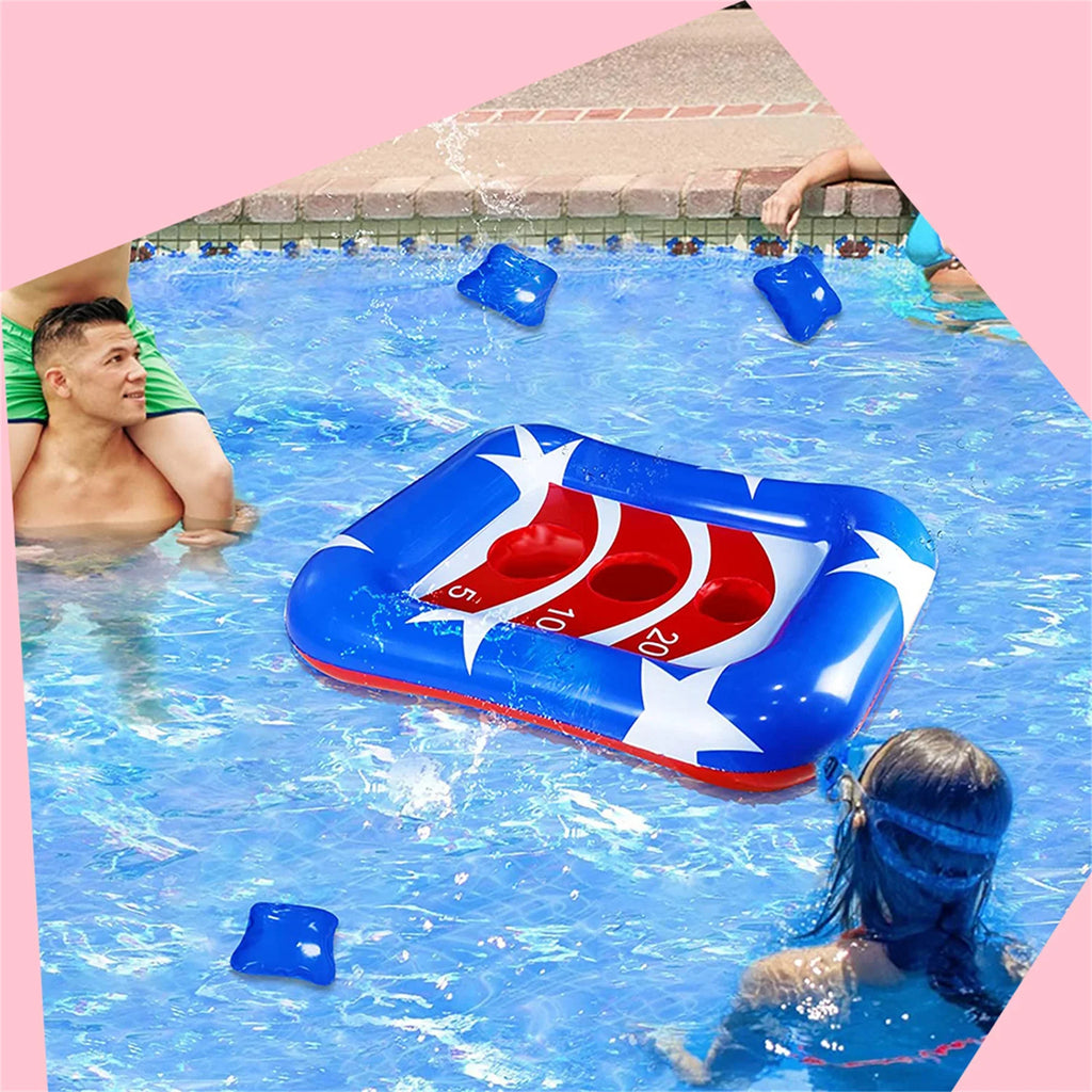 Toss Pool Game Toys Flag Inflatable Outdoor Ring Toss Cornhole Set American Pool Games,