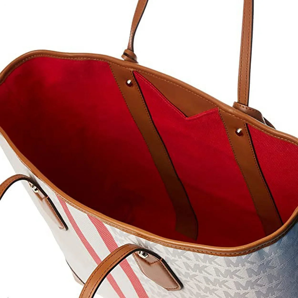 Tote Signature Coated Kors Canvas Eva Large Michael Vanilla Stripe