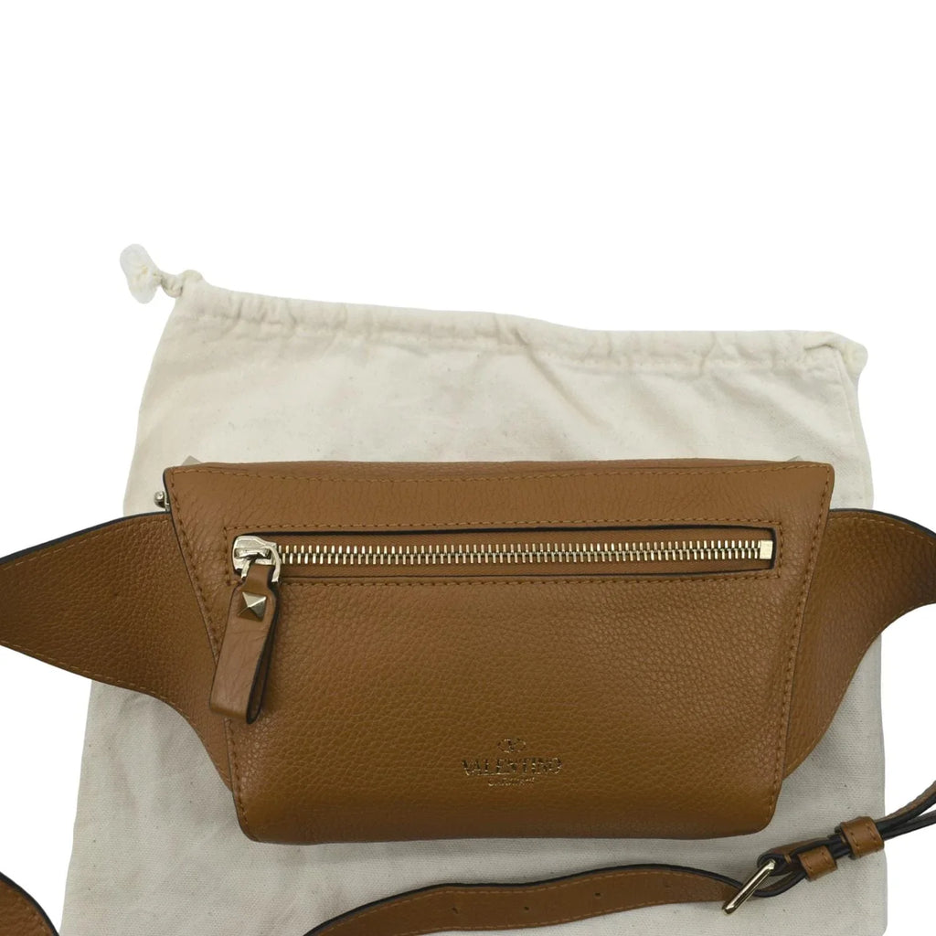 Camel Leather VALENTINO Bag Spike Pre-Loved Belt