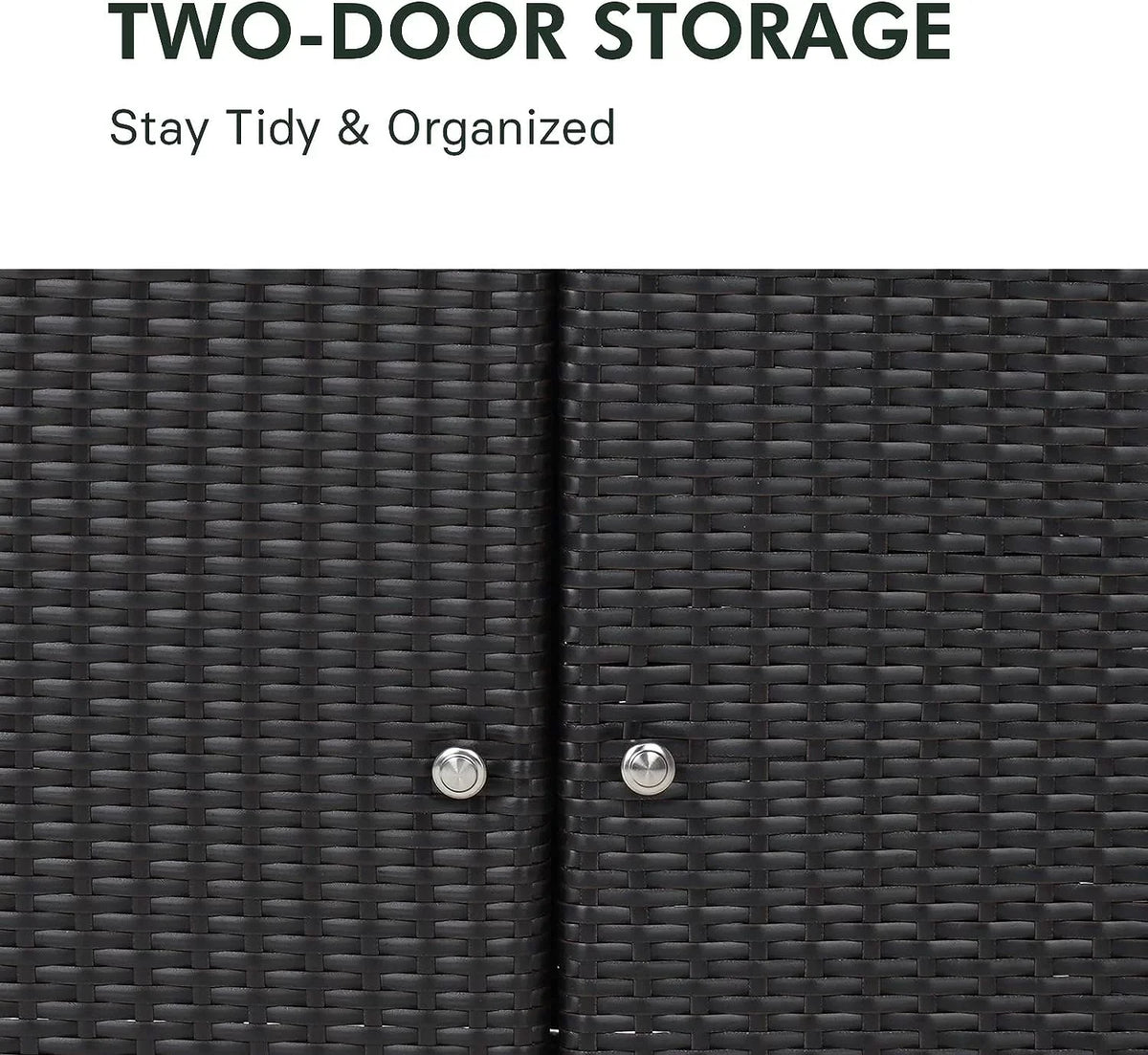 Resin with Powder Storage Outdoor Cabinet Wicker, Wicker Coated Steel, Dark Weather 2-Door Indoor Brown All Shelf,