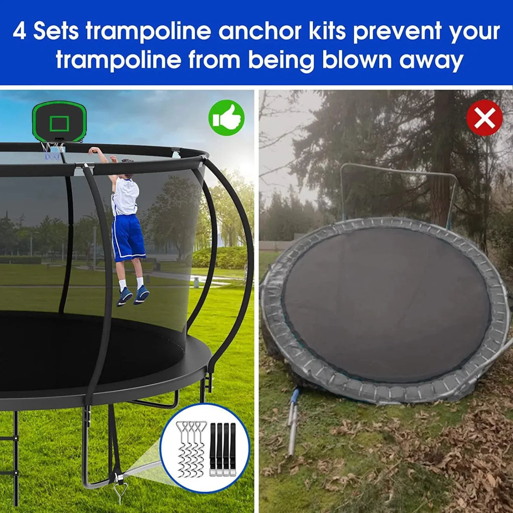 with Recreational Trampoline Trampoline for Kids for Kids,Pumpkin Outdoor Trampoline Hoop Basketball 12FT FIZITI with 990LBS Backyard 4-6 Enclosure Net,Sprinkler,Light,Socks,Ladder, Capacity