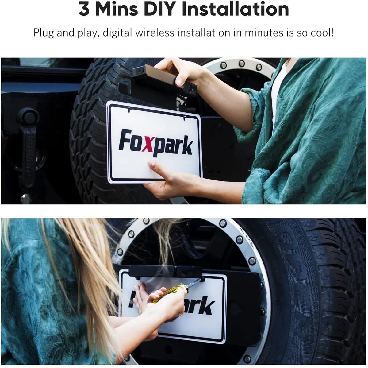 Camera Dual Rear Foxpark Five-Wheeled System Dual Camera Motorhome Solar for Backup Up Campervans, for View 1080P Reverse with Trailer RV Camera Back Camera