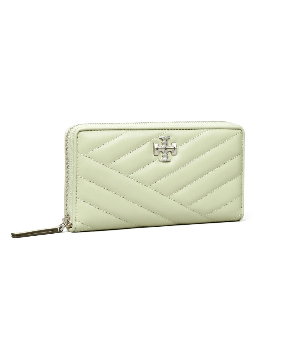 Leather Tory Wallet Zip Chevron Continental Kira Frost) (Pine Women's Burch