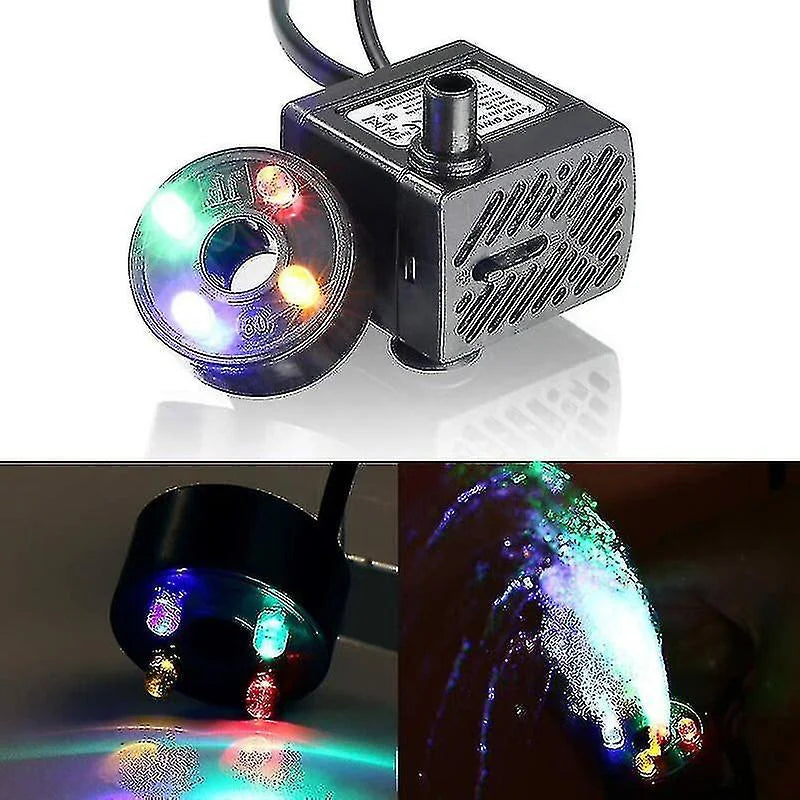 Pump Led, Garden Garden, Pump Pond, Well, Water With Mini Small Fountain 180l/h, Aquarium, 3.5w, Water