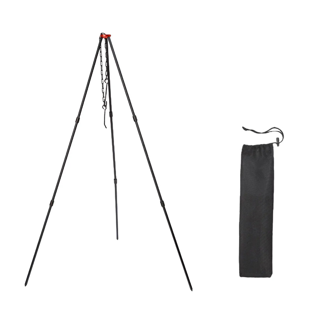 Accessory Tripod Cooking with ing Adjustable Stand Outdoor Grill , Portable Campfire Black Tripod, Pot Camping Aluminum Picnic Cookware