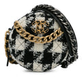 Unisex with 19 Pre-Owned Bag and Tweed Purse Clutch Fabric (Good) Round Black Chanel Coin Authenticated Crossbody Chain Lambskin