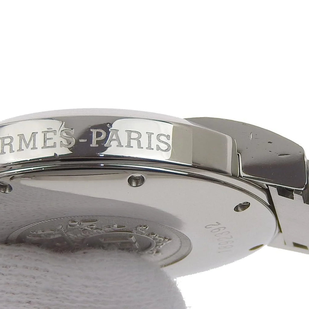 Dial Analog Men's Made Display Hermes Swiss Silver Nomad (Fair) Quartz NO1.710 Stainless White Pre-Owned Steel Watch