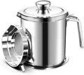/ fl Frying Oil Mesh 2L Tray,for Steel Strainer & Lid Strainer Grease Can Non-slip 67.6 Dust-proof Cooking Oil oz,Food Container,with Storing Strainer Fine Oil Storage Pot Grease Stainless