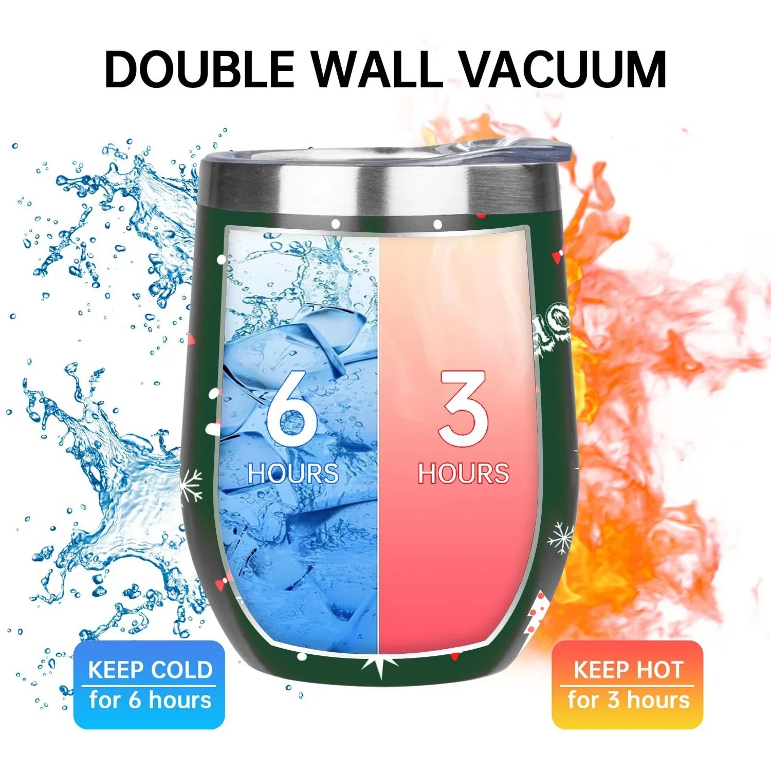 Cups Cups, Cup Tumbler Stainless Belly Color Insulation Lid, U Eggshell 304 Wine Christmas Vacuum Steel with Hidove Layer Cup Insulated Shape 12oz Tree Big Double Red Green and Cup with